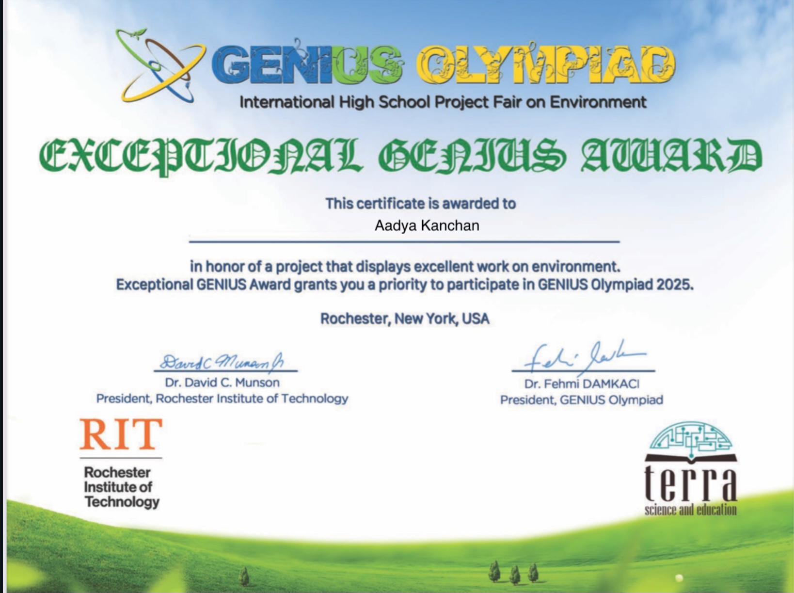 Exceptional Genius Award